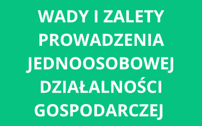 Wady i zalety prowadzenia jednoosobowej działalności gospodarczej